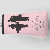 Herr & Frau Blush Pink | Moderner Couple Golf Play Headcover (Vorderseite)