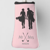 Herr & Frau Blush Pink | Moderner Couple Golf Play Headcover (Rotieren 90)