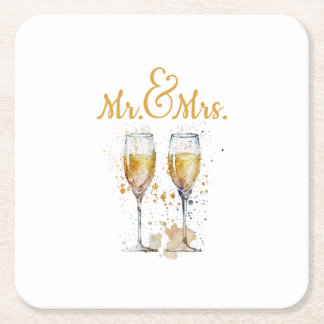 Herr & Frau Champagne Celebration Rechteckiger Pappuntersetzer