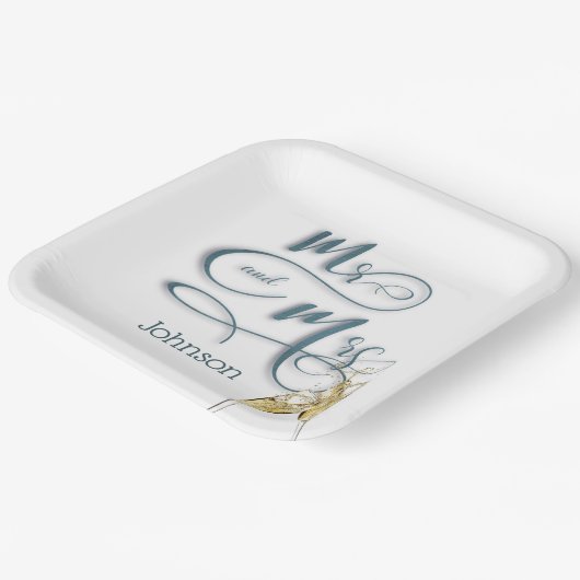 Herr & Frau Champagne Toast Pappteller (Gewinkelt)