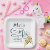 Herr & Frau Champagne Toast Pappteller (Party)