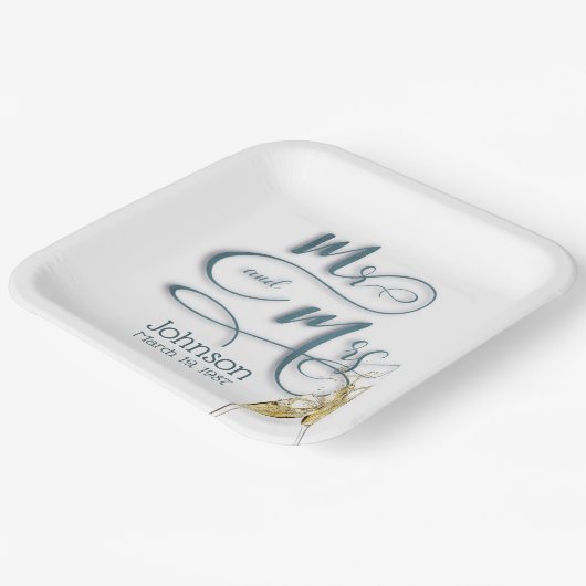 Herr & Frau Champagne Toast Pappteller (Gewinkelt)