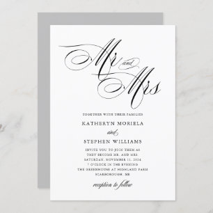 Herr & Frau Classic Calligraphy Wedding Einladung