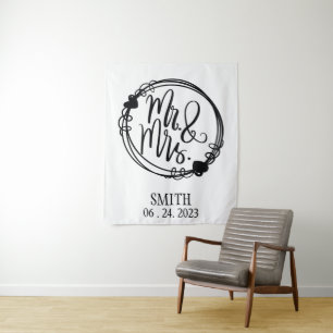 Herr & Frau Custom Wedding Backdrop Wandteppich
