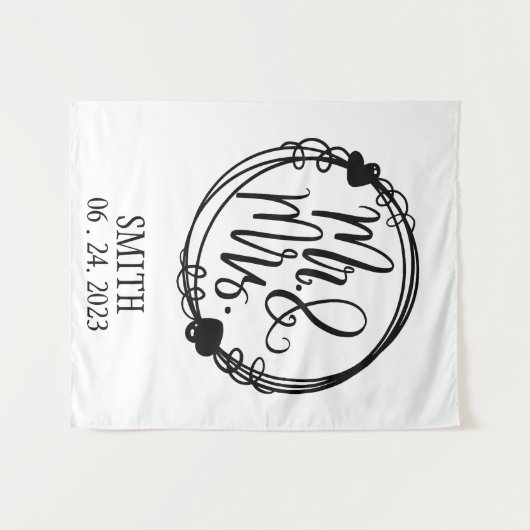 Herr & Frau Custom Wedding Backdrop Wandteppich (Vorderseite (Horizontal))