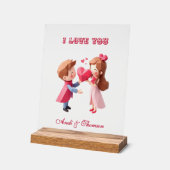 Herr & Frau | Eine Liebe-Geschichte personalisiert Acrylschild (Winkel)