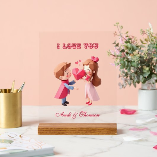 Herr & Frau | Eine Liebe-Geschichte personalisiert Acrylschild (Hochzeit)