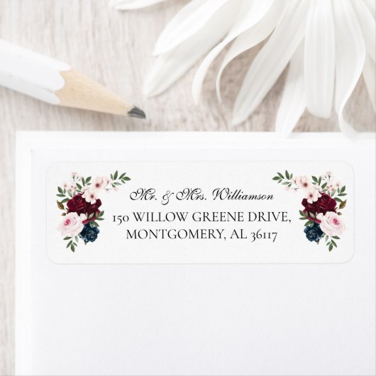 Herr & Frau Elegant Burgundy Navy Wassercolor Flor (Insitu)