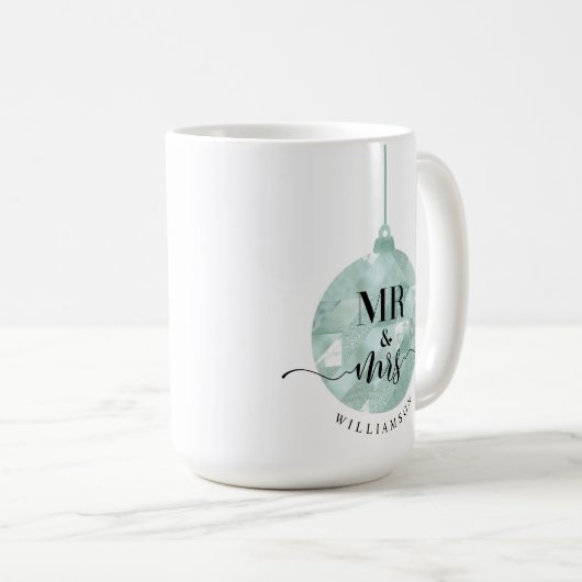 Herr & Frau | Elegant Shimmering Aquamarin Gold Ne Kaffeetasse (VorderseiteRechts)