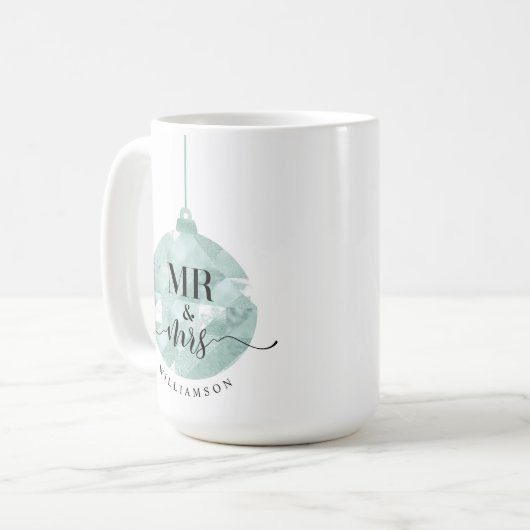 Herr & Frau | Elegant Shimmering Aquamarin Gold Ne Kaffeetasse (Vorderseite Links)