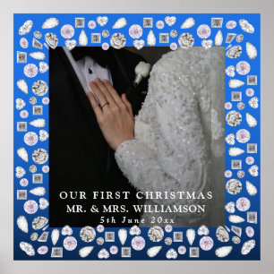 Herr Frau Erstes Weihnachten Foto Hochzeit Quadrat Poster