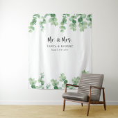 Herr & Frau Eucalyptus Wedding Backdrop Brautgarte Wandteppich (Beispiel)
