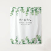 Herr & Frau Eucalyptus Wedding Backdrop Brautgarte Wandteppich (Vorderseite)