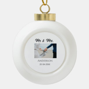Herr & Frau Familienname Datum Jahr Hochzeitsgesch Keramik Kugel-Ornament