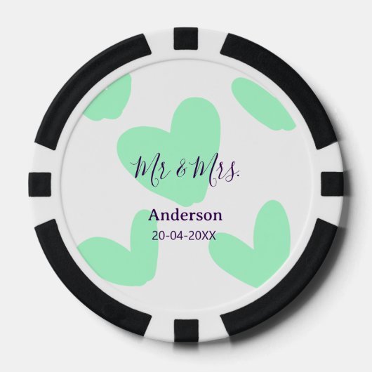 Herr & Frau Familienname Datum Jahr Hochzeitsgesch Pokerchips (Vorderseite)