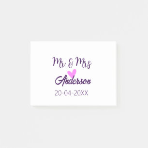 Herr & Frau Familienname Datum Jahr Hochzeitsgesch Post-it Klebezettel