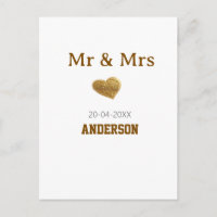Herr & Frau Familienname golden glänzendes Herz