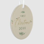 Herr + Frau First Christmas Monogram Typografie Ornament (Vorderseite)