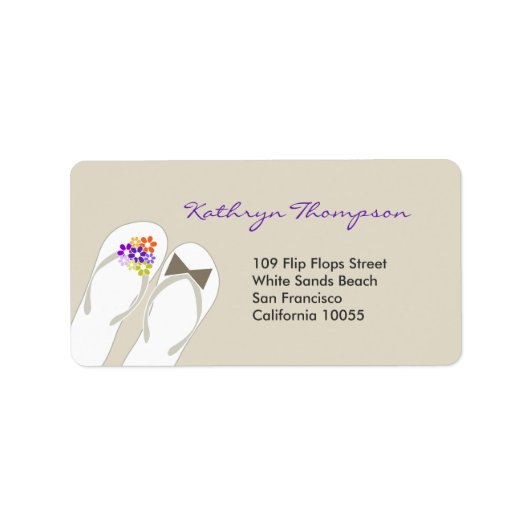 Herr & Frau Flip Flops Beach Hochzeitsplatten Adressaufkleber (Vorne)