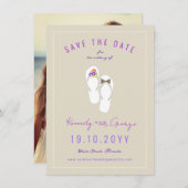 Herr & Frau Flip Flops Daisies Beach Wedding Foto Save The Date (Vorne/Hinten)
