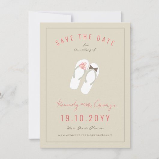 Herr & Frau Flip Flops Daisies Beach Wedding Foto Save The Date (Vorderseite)