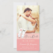 Herr & Frau Flip Flops Daisies Beach Wedding Foto Save The Date (Vorderseite)