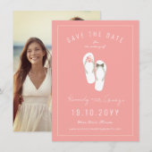 Herr & Frau Flip Flops Daisies Beach Wedding Foto Save The Date (Vorne/Hinten)
