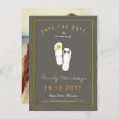 Herr & Frau Flip Flops Hibiskus Beach Wedding Foto Save The Date (Vorne/Hinten)