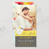 Herr & Frau Flip Flops Hibiskus Beach Wedding Foto Save The Date (Vorne/Hinten)