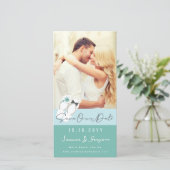 Herr & Frau Flip Flops Hibiskus Beach Wedding Foto Save The Date (Stehend Vorderseite)