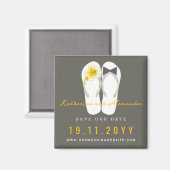 Herr & Frau Flip Flops Hibiskus Wedding Save the D Magnet (Vorderseite/Rückseite)
