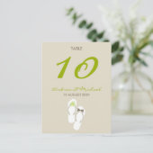 Herr & Frau Flip Flops Wedding Tischnummer Card (Stehend Vorderseite)
