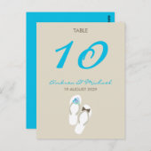 Herr & Frau Flip Flops Wedding Tischnummer Card (Vorne/Hinten)