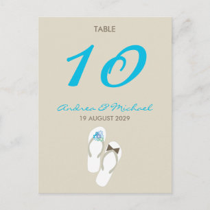 Herr & Frau Flip Flops Wedding Tischnummer Card