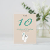 Herr & Frau Flip Flops Wedding Tischnummer Card (Stehend Vorderseite)