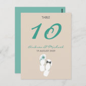 Herr & Frau Flip Flops Wedding Tischnummer Card (Vorne/Hinten)
