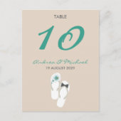 Herr & Frau Flip Flops Wedding Tischnummer Card (Vorderseite)