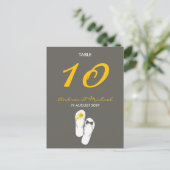 Herr & Frau Flip Flops Wedding Tischnummer Card (Stehend Vorderseite)