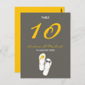 Herr & Frau Flip Flops Wedding Tischnummer Card (Vorne/Hinten)