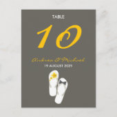 Herr & Frau Flip Flops Wedding Tischnummer Card (Vorderseite)