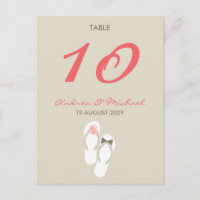 Herr & Frau Flip Flops Wedding Tischnummer Card