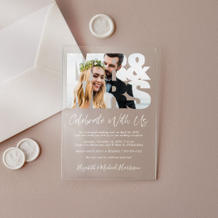 Herr Frau Foto Hochzeitsempfang Acryleinladungen