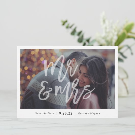 "Herr & Frau" Foto Save the Date (Stehend Vorderseite)