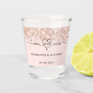 Herr Frau Frischvermählte Rose Gold Hochzeit Schnapsglas