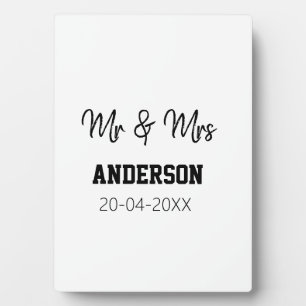 Herr & Frau fügen Familienname Datum Jahr Hochzeit Fotoplatte