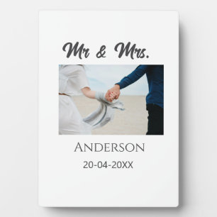 Herr & Frau fügen Familienname Datum Jahr Hochzeit Fotoplatte