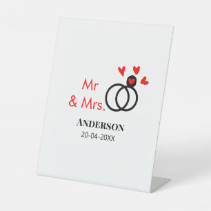 Herr & Frau fügen Familienname Datum Jahr Hochzeit Sockelschild