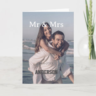 Herr & Frau fügen Familienname Foto Datum Hochzeit Karte