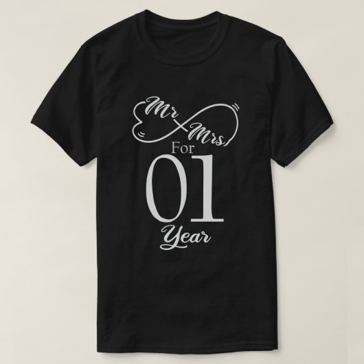 Herr Frau für 1 Jahr 1. Hochzeit T-Shirt (Design vorne)
