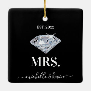 Herr & Frau Hochzeit Schwarz & Weiß Keramikornament